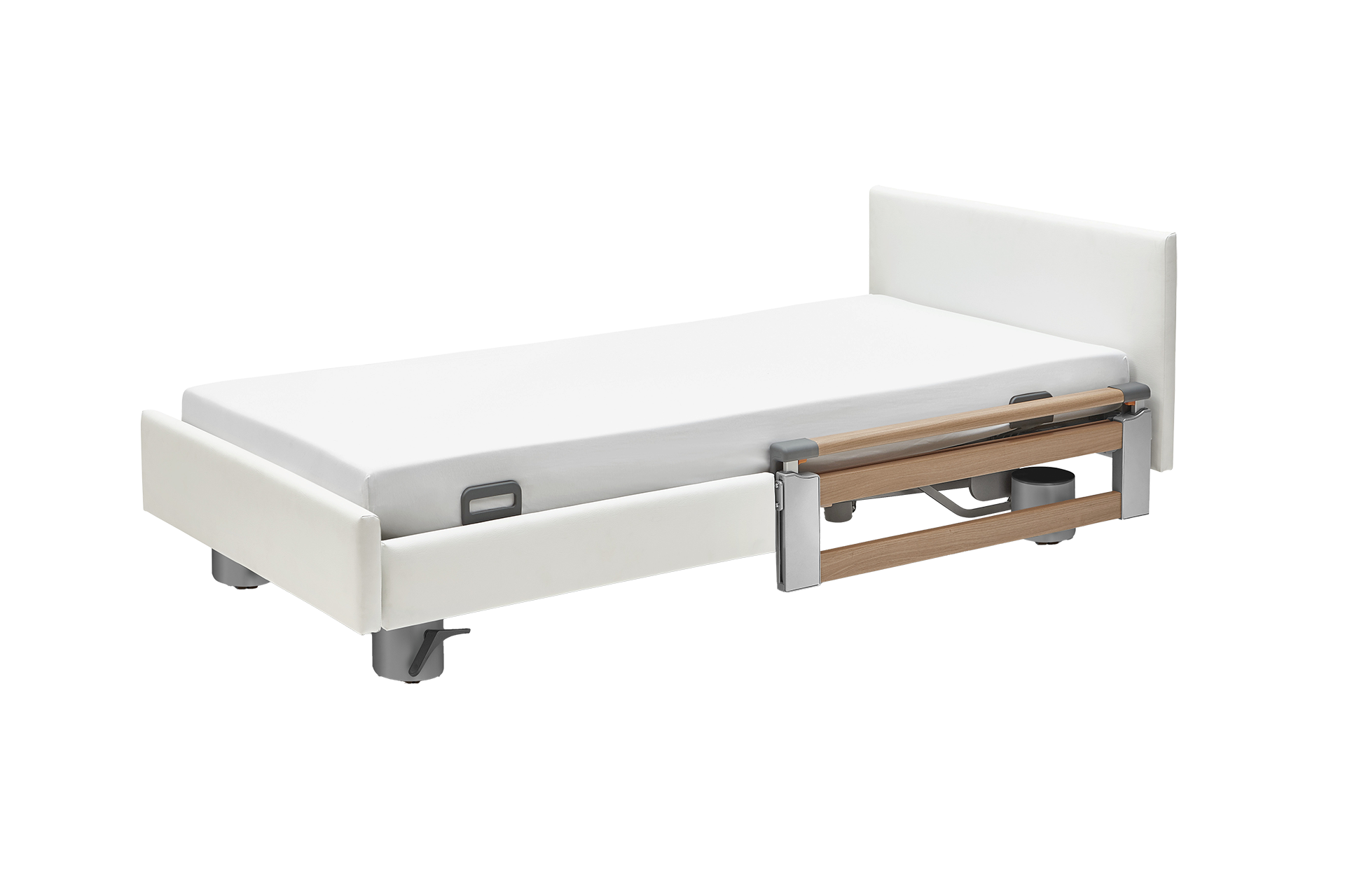 Seitensicherungen kopfseitig geteilt, teleskopierbar (TSG 110 cm) und Stoff-/Kunstleder-Seitenblenden