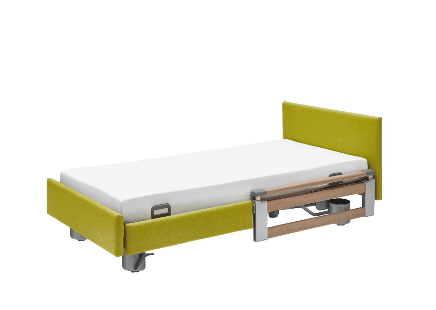 Seitensicherungen kopfseitig geteilt, teleskopierbar (TSG 90 cm) und Stoff-/Kunstleder-Seitenblenden